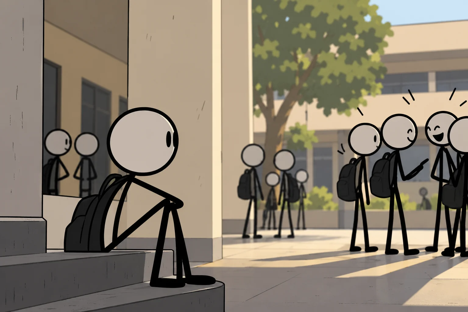 Stickmen, friendship, isolation, belonging, influence